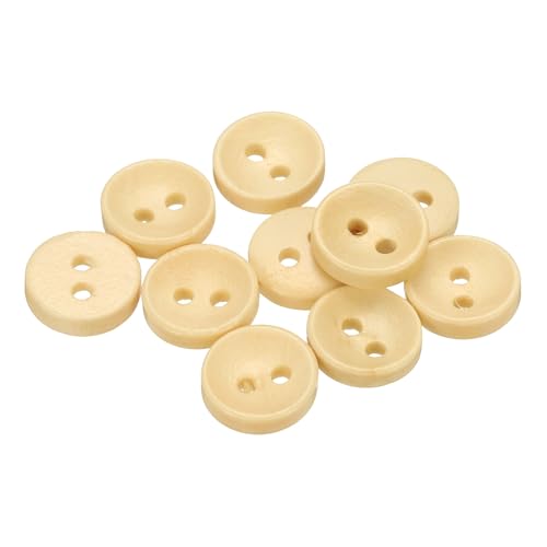 sourcing map 10 Stück 18 l Holzknöpfe zum Nähen, 11,5 mm, 2 Löcher, runde Ersatzknöpfe für Kleidung, DIY, Basteln, Dekoration, Naturholz von sourcing map