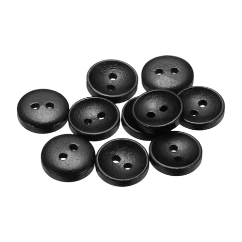 sourcing map 10 Stück 20 l Holzknöpfe zum Nähen, 12,5 mm, 2 Löcher, runde Holzknöpfe für Kleidung, DIY, Basteln, Dekoration, Schwarz von sourcing map