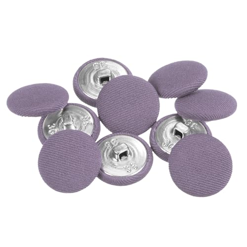 sourcing map 10 Stück 23 mm Knöpfe Lila mit Stoffüberzug, Vintage Stoffknöpfe Bezogen Nähknöpfe Runde Retro Bastelknöpfe Metallschaft für Mantel Strickjacke Anzüge Kleider Blusen von sourcing map