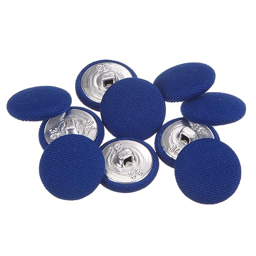 sourcing map 10 Stück 23 mm Knöpfe Tiefblau mit Stoffüberzug, Vintage Stoffknöpfe Bezogen Nähknöpfe Runde Retro Bastelknöpfe Metallschaft für Mantel Strickjacke Anzüge Kleider Blusen von sourcing map