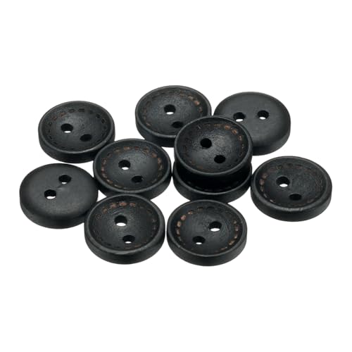 sourcing map 10 Stück 24 l Holzknöpfe zum Nähen, 15 mm, 2 Löcher, runde Holzknöpfe zum Nähen, Kleidung, Kissen, Basteln, Dekoration, Schwarz von sourcing map