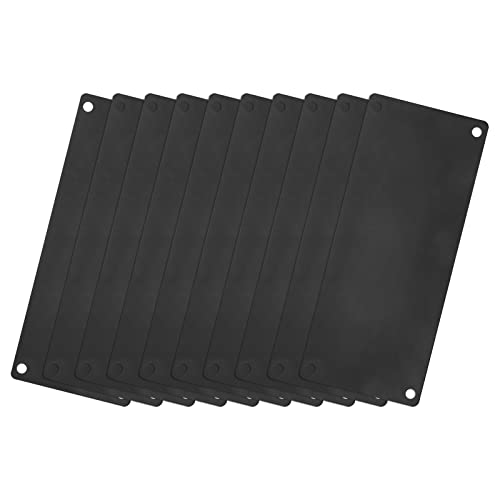sourcing map 10 Stück Edelstahl Blanko Tags 80 x 40mm Rechteck Gravur Rohlinge Karte mit 4 Loch für Maschine Namensschild DIY Label Tag (Schwarz) von sourcing map