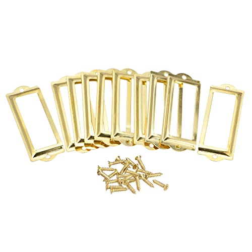 sourcing map 10 Stück Etikettenhalter aus Metall Datei Namenskarten Rahmen für Büro Ersatz Goldton 83 x 30 mm von sourcing map