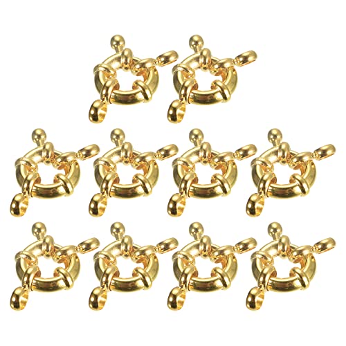 sourcing map 10 Stück Flanschkupplung Federringverschlüsse, 10mm Messing Runde geschlossene Federring Verschlüsse Anschlüsse für DIY Halskette Armbänder Schmuck Herstellung, Gold sourcing map 10 Stück Flanschkupplung Federringverschlüsse, 10mm Messing Runde geschlossene Federring Verschlüsse Anschlüsse für DIY Halskette Armbänder Schmuck Herstellung, Gold von sourcing map