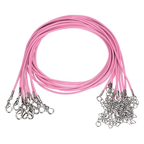 sourcing map 10 Stück Gewachste Halsketten Schnur 16 Zoll 1.5mm Durchm. Halsketten Kordel mit Verschluss für Anhänger Armbänder Halsketten Schmuck Perlenzubehör Rosa von sourcing map