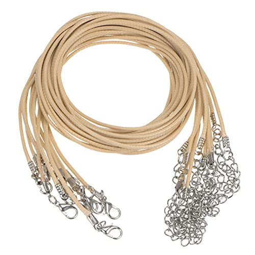 sourcing map 10 Stück Gewachste Halsketten Schnur 23 Zoll 1.5mm Durchm. Halsketten Kordel mit Verschluss für Anhänger Armbänder Halsketten Schmuck Perlenzubehör Khaki von sourcing map