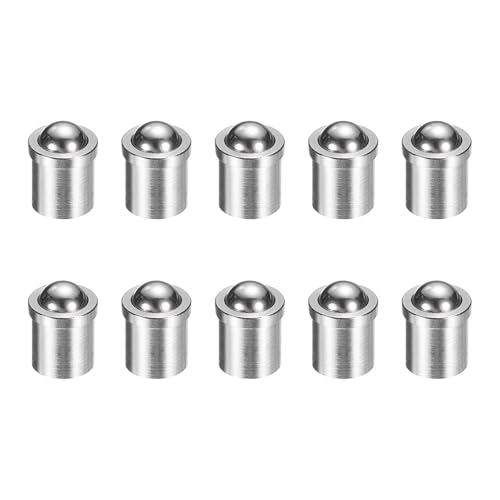 sourcing map 10 Stück Kugelspitz-Federkolben, 5 x 6 mm, 25 N, Elastizität, Edelstahl, Präzisionspositionierung, Kugelschnäpper für Tür, Schrank, mechanische Geräte, Klemmen, Möbel von sourcing map