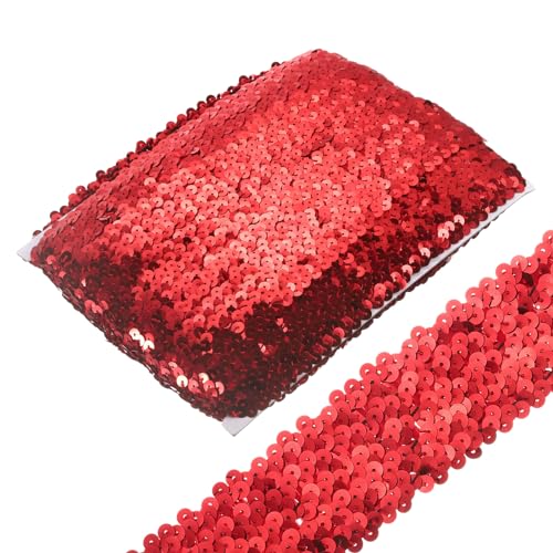 sourcing map 10 Yards 1,8 Zoll elastischer Paillettenbesatz, dehnbar, flach, Pailletten-Stoffband, Zierstreifen zum Basteln, Nähen, Kostüm, Kleid, Rot sourcing map 10 Yards 1,8 Zoll elastischer Paillettenbesatz, dehnbar, flach, Pailletten-Stoffband, Zierstreifen zum Basteln, Nähen, Kostüm, Kleid, Rot von sourcing map