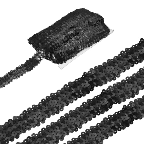 sourcing map 10 Yards 3,1 cm elastische Pailletten-Bordüre, 3-reihig, flach, Pailletten-Streifen, Pailletten-Stoffband für Handwerk, DIY, Fransen, Nähen, Kostüm, Kleid, Schwarz sourcing map 10 Yards 3,1 cm elastische Pailletten-Bordüre, 3-reihig, flach, Pailletten-Streifen, Pailletten-Stoffband für Handwerk, DIY, Fransen, Nähen, Kostüm, Kleid, Schwarz von sourcing map