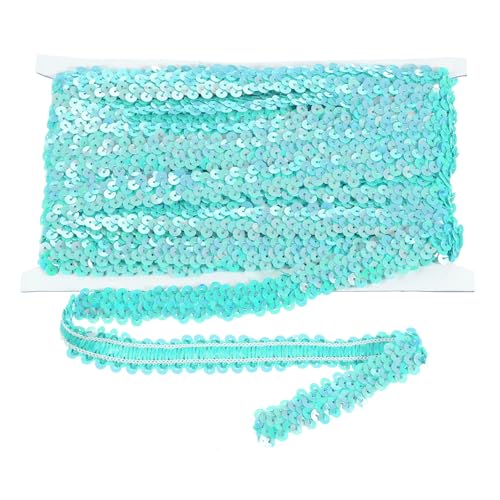 sourcing map 10 m x 2 cm elastischer Paillettenbesatz, flach, dehnbar, Pailletten-Streifen, Pailletten-Stoffband für DIY, Handwerk, Nähen, Kleid, Himmelblau von sourcing map