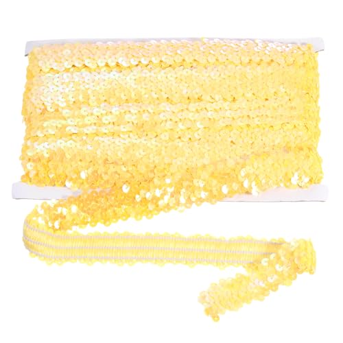 sourcing map 10 m x 3 cm elastischer Paillettenbesatz, flach, dehnbar, Pailletten-Streifen, Pailletten-Stoffband für DIY, Handwerk, Nähen, Kleid, Gelb von sourcing map