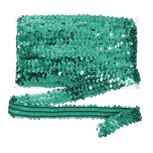 sourcing map 10 m x 3 cm elastischer Paillettenbesatz, flach, dehnbar, Pailletten-Streifen, Stoffband für DIY, Handwerk, Nähen, Kleid, Pfauengrün von sourcing map