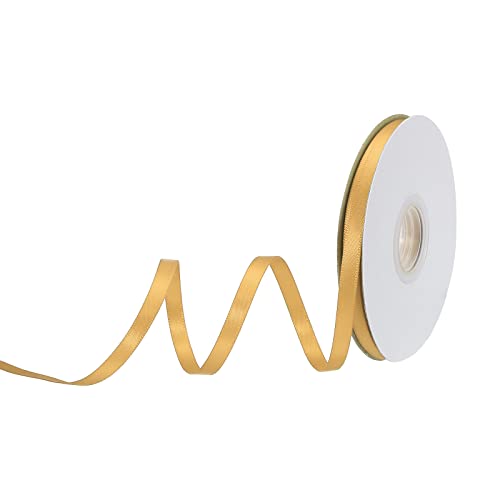 sourcing map 10 mm x 23 Meter Satinband Doppelseitige Schleifenband Polyester Geschenkband für Deko Party Hochzeit Geburtstag Trauer Geschenkverpackung Band, Gold von sourcing map