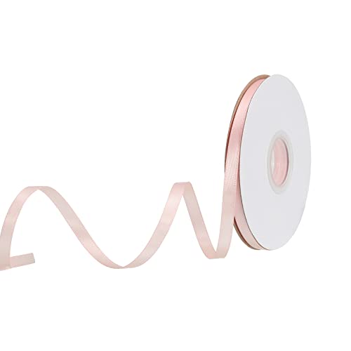 sourcing map 10 mm x 23 Meter Satinband Doppelseitige Schleifenband Polyester Geschenkband für Deko Party Hochzeit Geburtstag Trauer Geschenkverpackung Band, Pfirsichrosa von sourcing map