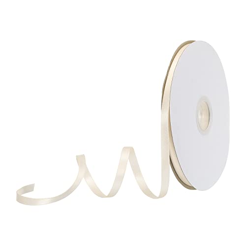 sourcing map 10 mm x 46 Meter Satinband Doppelseitige Schleifenband Polyester Geschenkband für Deko Party Hochzeit Geburtstag Trauer Geschenkverpackung Band, Beige von sourcing map