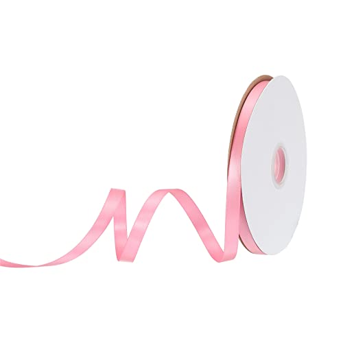 sourcing map 10 mm x 46 Meter Satinband Doppelseitige Schleifenband Polyester Geschenkband für Deko Party Hochzeit Geburtstag Trauer Geschenkverpackung Band, Hell-Pink von sourcing map