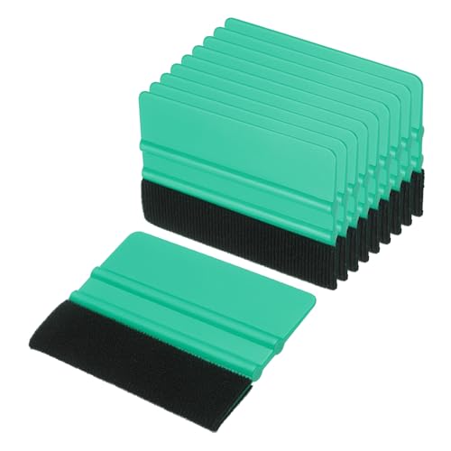 sourcing map 10 x Auto-Vinyl-Schaber, 10,2 cm, Vinyl-Rakel, Filzkante, Rakel, Werkzeug für Autofenster, Tönung, Tapete, Aufkleber, Installation, Handwerk, Auto-Folie, Paste, Cyan von sourcing map