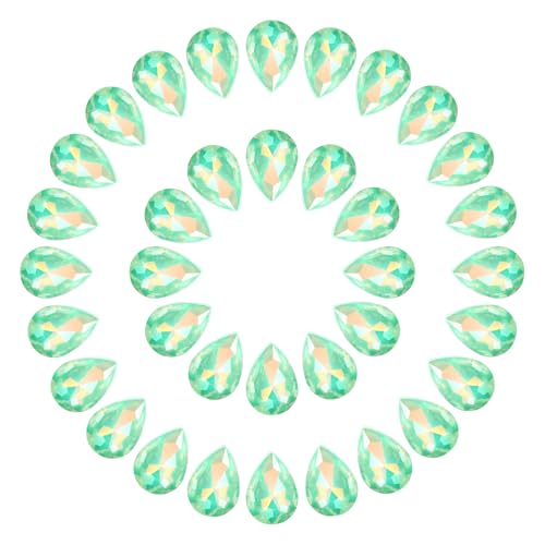 sourcing map 100 Stück 10 x 14 mm tropfenförmige Strasssteine mit spitzer Rückseite, Kristall-Strass-Kristallperlen, Edelsteine für Bastelarbeiten, DIY, Kleid, Schmuck, Schuhe, Nähen, Kunst von sourcing map