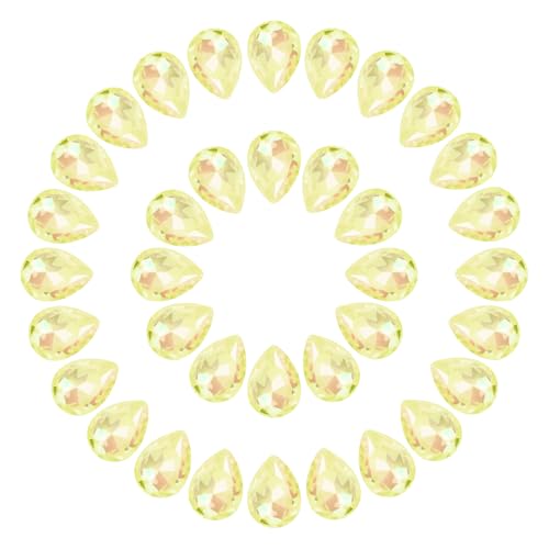 sourcing map 100 Stück 10 x 14 mm tropfenförmige Strasssteine mit spitzer Rückseite, Kristall-Strass-Kristallperlen, Edelsteine für Bastelarbeiten, DIY, Kleid, Schmuck, Schuhe, Nähen, Kunst von sourcing map