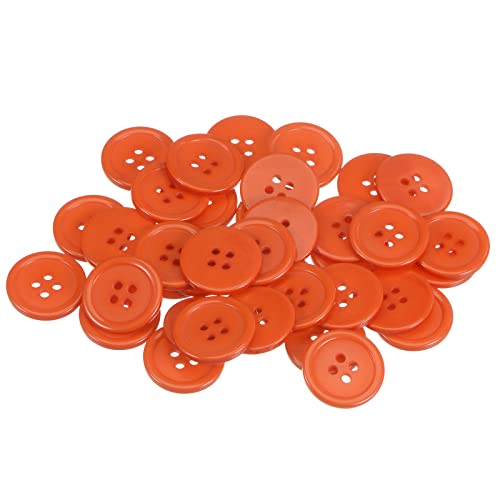 sourcing map 100 Stück Knöpfe 20 mm Nähknöpfe Orange Harz Kunststoffknöpfe Flach 4 Loch Runde Bastelknöpfe zum Nähen Bekleidung Hosen Anzüge Jacke Hemden Mantel Blazer Stricken Kardigans von sourcing map