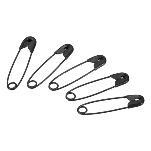 sourcing map 100 Stück Sicherheitsnadeln 0.98 Zoll Kleine Metall Nähstifte für Decken Röcke Handwerk Brosche Herstellung Schwarz von sourcing map