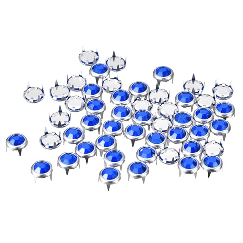 sourcing map 100 Stück Strass-Nieten-Nachfüllungen, 8 mm, schillernde 4 Krallen-Nagelkopf-Nieten, Verzierungen, dekorative Nieten für DIY-Lederhandwerk, Kleidung, Tasche, Gürtel (Dunkelblau) von sourcing map