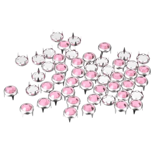sourcing map 100 Stück Strass-Nieten-Nachfüllungen, 8 mm, schillernde 4 Krallen-Nagelkopf-Nieten, Verzierungen, dekorative Nieten für DIY-Lederhandwerk, Kleidung, Tasche, Gürtel (Rosa) von sourcing map