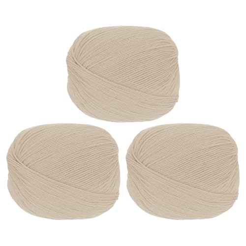 sourcing map 100 % Wollgarn, 4-lagiges Wollgarn, luxuriöses und weiches Garn, handgefärbtes Garn zum Handstricken, Häkeln, 100 g, 306 Yard (Beige, 3 Knäuel) von sourcing map