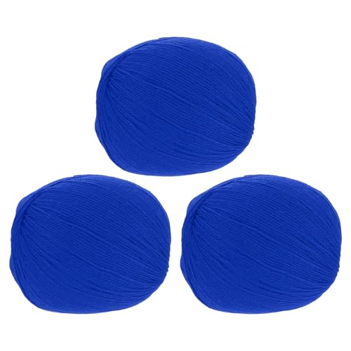 sourcing map 100 % Wollgarn, 4-lagiges Wollgarn, luxuriöses und weiches Garn, handgefärbtes Garn zum Handstricken, Häkeln, 100 g, 306 Yard (Blau, 3 Knäuel) von sourcing map