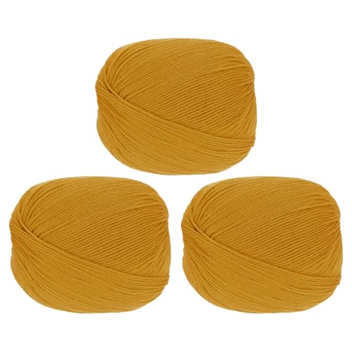 sourcing map 100 % Wollgarn, 4-lagiges Wollgarn, luxuriöses und weiches Garn, handgefärbtes Garn zum Handstricken, Häkeln, 100 g, 306 Yard (Dunkelgelb, 3 Knäuel) von sourcing map