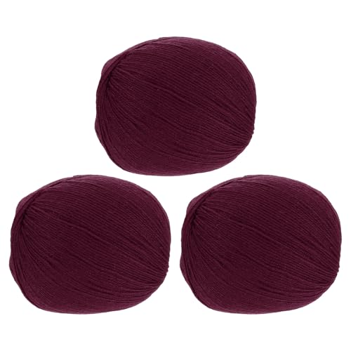 sourcing map 100 % Wollgarn, 4-lagiges Wollgarn, luxuriöses und weiches Garn, handgefärbtes Garn zum Handstricken, Häkeln, 100 g, 306 Yard (Dunkelviolett, 3 Knäuel) von sourcing map