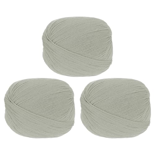 sourcing map 100 % Wollgarn, 4-lagiges Wollgarn, luxuriöses und weiches Garn, handgefärbtes Garn zum Handstricken, Häkeln, 100 g, 306 Yard (Hellgrau, 3 Knäuel) von sourcing map