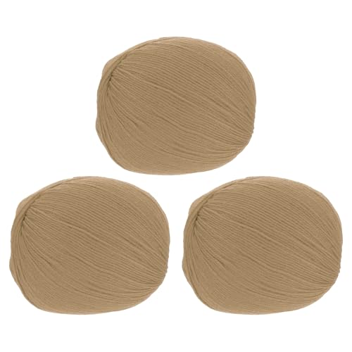 sourcing map 100 % Wollgarn, 4-lagiges Wollgarn, luxuriöses und weiches Garn, handgefärbtes Garn zum Handstricken, Häkeln, 100 g, 306 Yard (Khaki, 3 Knäuel) von sourcing map