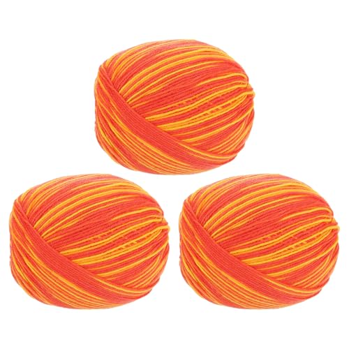 sourcing map 100 % Wollgarn, 4-lagiges Wollgarn, luxuriöses und weiches Garn, handgefärbtes Garn zum Handstricken, Häkeln, 100 g, 306 Yard (Orange, 3 Knäuel) von sourcing map