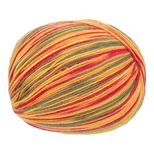 sourcing map 100 % Wollgarn, 4-lagiges Wollgarn, luxuriöses und weiches Garn, handgefärbtes Garn zum Handstricken, Häkeln, 100 g, 306 Yard (Rot/Gelb/Beige, 1 Knäuel) von sourcing map