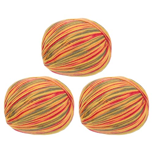 sourcing map 100 % Wollgarn, 4-lagiges Wollgarn, luxuriöses und weiches Garn, handgefärbtes Garn zum Handstricken, Häkeln, 100 g, 306 Yard (Rot/Gelb/Beige, 3 Knäuel) von sourcing map