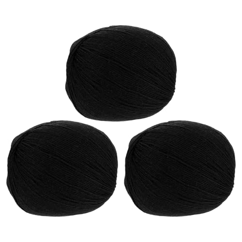sourcing map 100 % Wollgarn, 4-lagiges Wollgarn, luxuriöses und weiches Garn, handgefärbtes Garn zum Handstricken, Häkeln, 100 g, 306 Yard (Schwarz, 3 Knäuel) von sourcing map