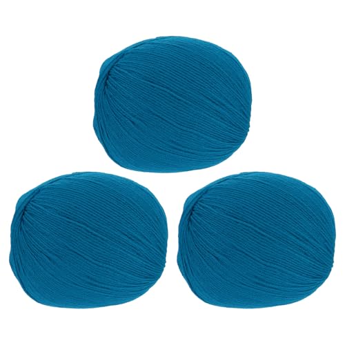 sourcing map 100 % Wollgarn, 4-lagiges Wollgarn, luxuriöses und weiches Garn, handgefärbtes Garn zum Handstricken, Häkeln, 100 g, 306 Yard (Seeblau, 3 Knäuel) von sourcing map
