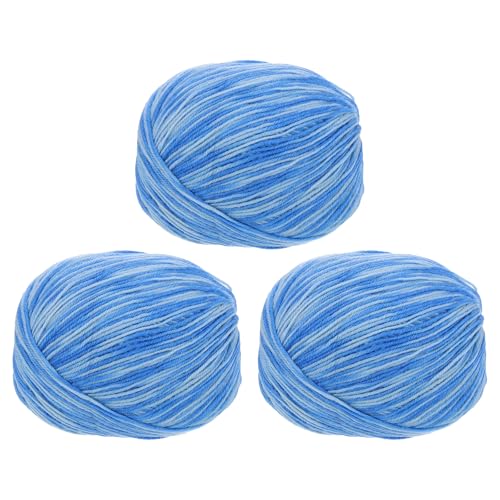 sourcing map 100 % Wollgarn, 4-lagiges Wollgarn, luxuriöses und weiches Garn, handgefärbtes Garn zum Handstricken, Häkeln, 100 g, 306 Yard (blauer Farbverlauf, 3 Knäuel) von sourcing map
