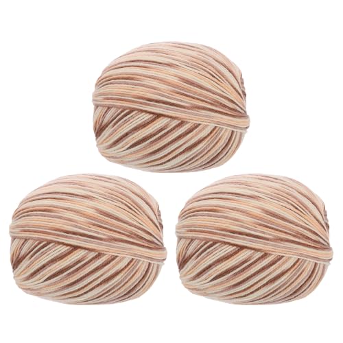 sourcing map 100 % Wollgarn, 4-lagiges Wollgarn, luxuriöses und weiches Garn, handgefärbtes Garn zum Handstricken, Häkeln, 100 g, 306 m (Khaki gemischte Farbe, 3 Knäuel) von sourcing map