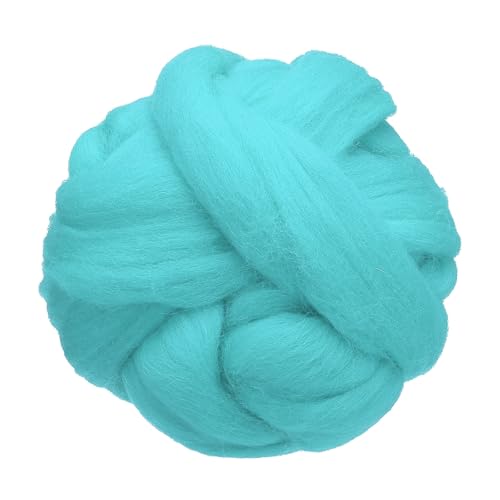 sourcing map 100 g Wollgarn, Nadelfilz-Wollfaser, Bastelnadel, Nassfilzzubehör zum Mischen, Weben, Handarbeiten, Seeblau von sourcing map