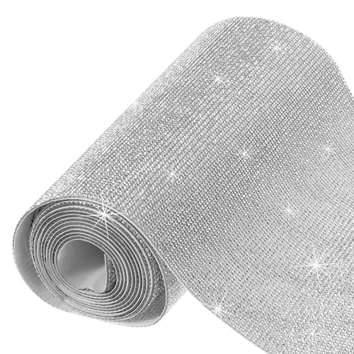 sourcing map 101250 Stück Bling Kristall Strass Blatt Selbstklebende Strass Diamant Edelsteine Aufkleber 98,4 x 7,9 Zoll DIY Auto Dekoration Aufkleber für DIY Auto Telefon Kleidung Handwerk Weiß von sourcing map