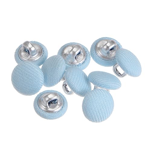 sourcing map 10 Stück 10 mm Knöpfe Blau mit Stoffüberzug, Vintage Stoffknöpfe Bezogen Nähknöpfe Runde Retro Bastelknöpfe Metallschaft für Mantel Strickjacke Anzüge Kleider Blusen von sourcing map