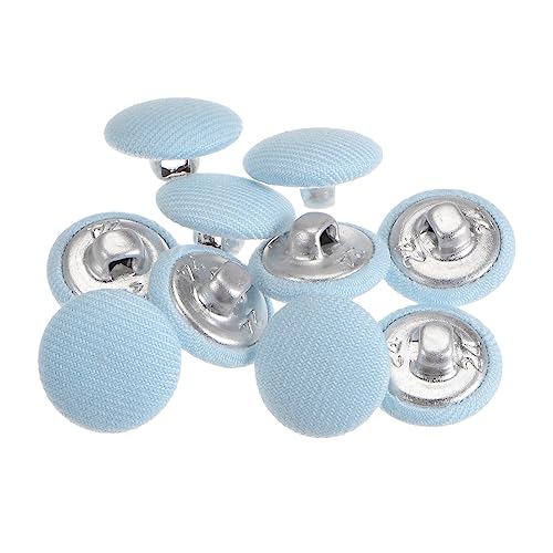 sourcing map 10 Stück 15 mm Knöpfe Blau mit Stoffüberzug, Vintage Stoffknöpfe Bezogen Nähknöpfe Runde Retro Bastelknöpfe Metallschaft für Mantel Strickjacke Anzüge Kleider Blusen von sourcing map
