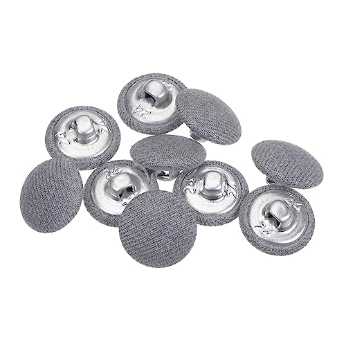 sourcing map 10Stk 24L Stoff Tuch Bedeckter Knopf 15mm Rund Metall Schaft Nähen Knöpfe für Anzüge Kleid Blusen Grau von sourcing map