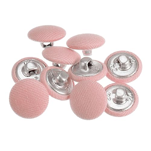 sourcing map 10 Stück 15 mm Knöpfe Pink mit Stoffüberzug, Vintage Stoffknöpfe Bezogen Nähknöpfe Runde Retro Bastelknöpfe Metallschaft für Mantel Strickjacke Anzüge Kleider Blusen von sourcing map