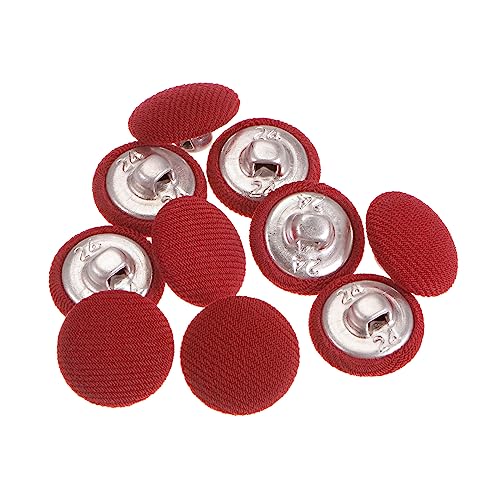 sourcing map 10 Stück 15 mm Knöpfe Rot mit Stoffüberzug, Vintage Stoffknöpfe Bezogen Nähknöpfe Runde Retro Bastelknöpfe Metallschaft für Mantel Strickjacke Anzüge Kleider Blusen von sourcing map