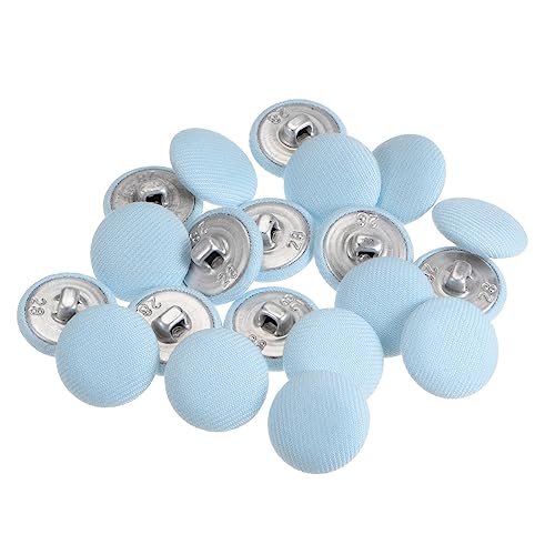 sourcing map 10 Stück 18 mm Knöpfe Blau mit Stoffüberzug, Vintage Stoffknöpfe Bezogen Nähknöpfe Runde Retro Bastelknöpfe Metallschaft für Mantel Strickjacke Anzüge Kleider Blusen von sourcing map