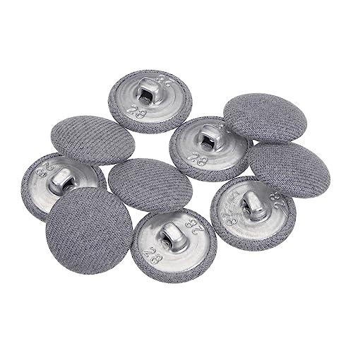 sourcing map 10 Stück 18 mm Knöpfe Grau mit Stoffüberzug, Vintage Stoffknöpfe Bezogen Nähknöpfe Runde Retro Bastelknöpfe Metallschaft für Mantel Strickjacke Anzüge Kleider Blusen von sourcing map