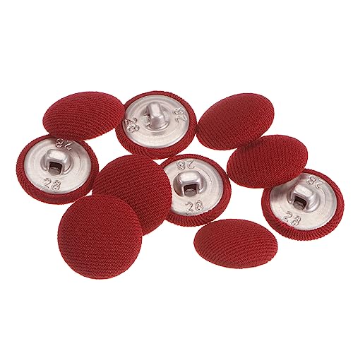 sourcing map 10 Stück 18 mm Knöpfe Rot mit Stoffüberzug, Vintage Stoffknöpfe Bezogen Nähknöpfe Runde Retro Bastelknöpfe Metallschaft für Mantel Strickjacke Anzüge Kleider Blusen von sourcing map
